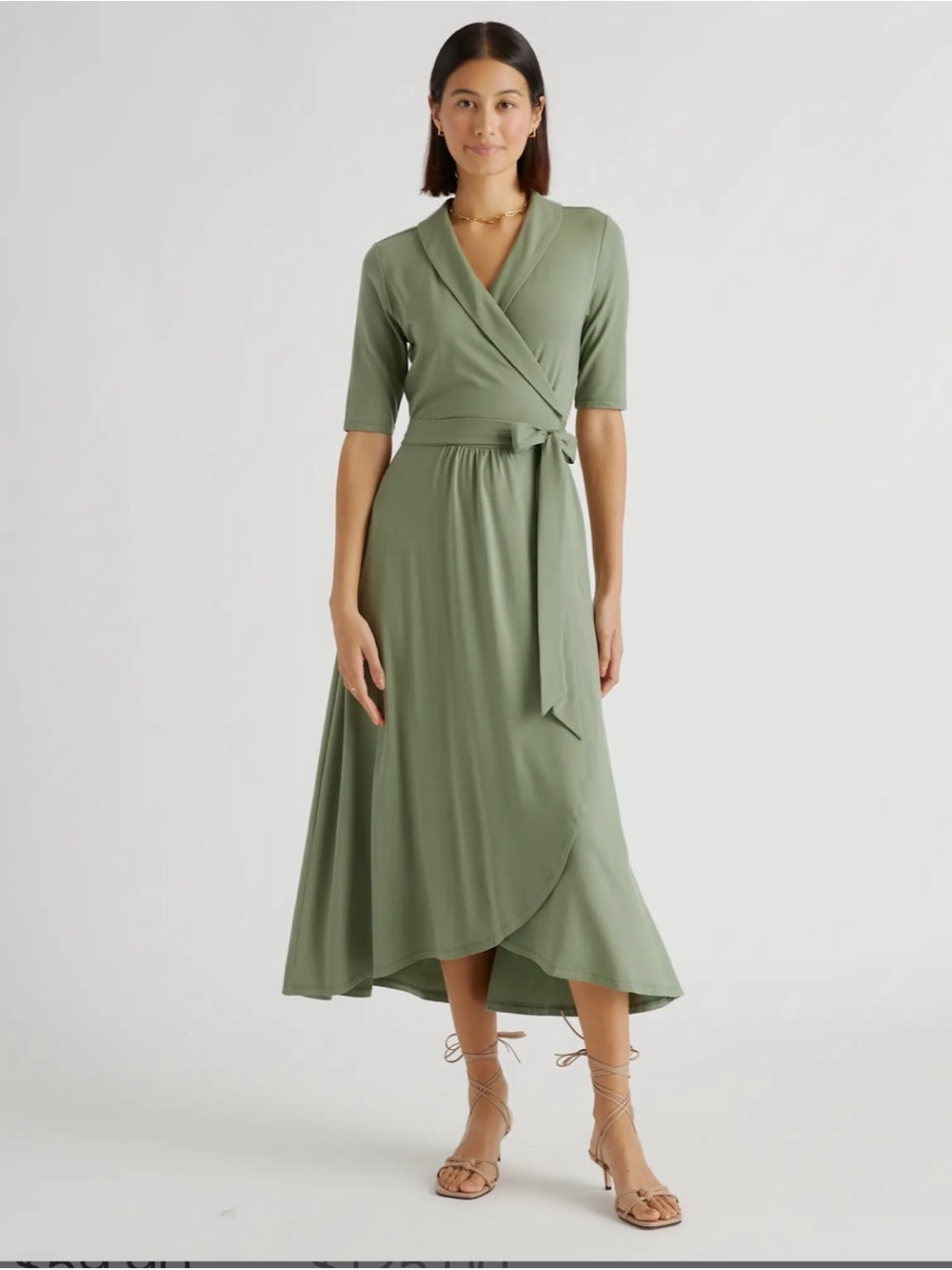 Quince Wrap-Style Midi Dress in Sage Size Small